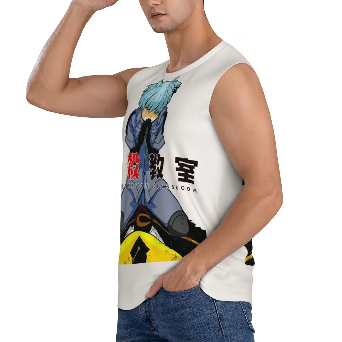Assassination Classroom Octopus Koro Sensei Men Sleeveless Tank Tops Quick Dry Breathable Gym Fitness Running Summer Sport Vest