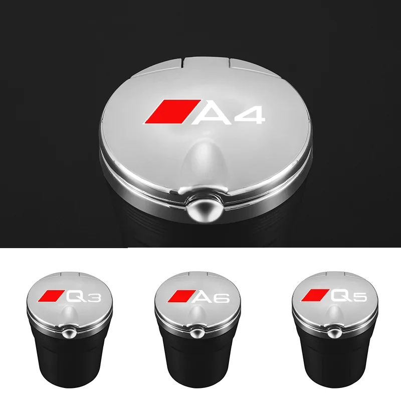 High-end Car Ashtray LED Ligh Portable Ashtray with logo For A3 A4 A5 A6 A7 A8 Q3 Q5 Q7 Q8 ABT TTS S3 S5 Car Ashtray Accessories