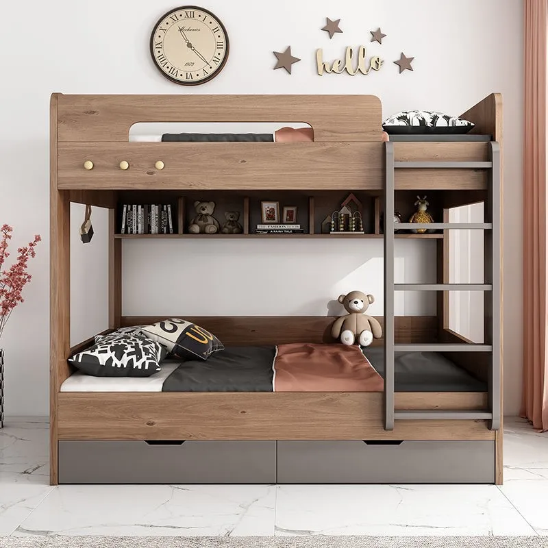 

Modern simple high and low bed upper and lower beds Double log child and mother beds Same width Nordic
