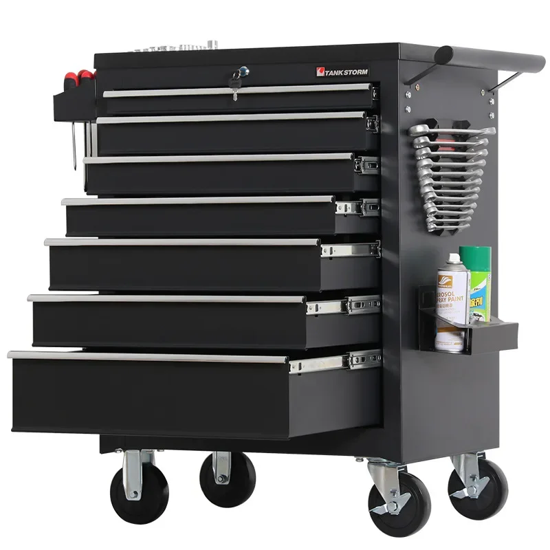Hardware Toolbox Hand Push Five Drawer Tool Cart Auto Repair Shop Cart Heavy Duty Mobile Cabinet