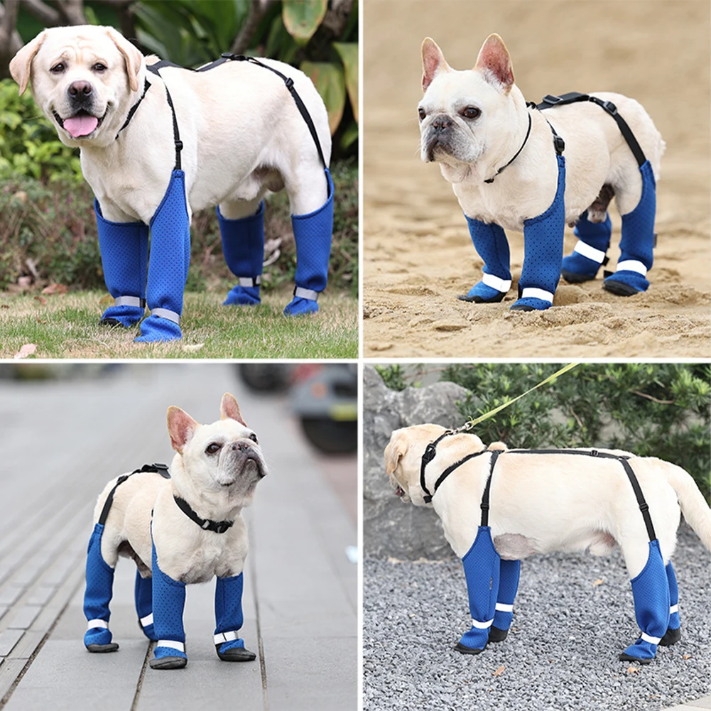 Dog Suspender Boots, Anti-Slip Tall Dog Boots, Adjustable Breathable Suspender Boots With Anti Fall Collar, Paws Protector