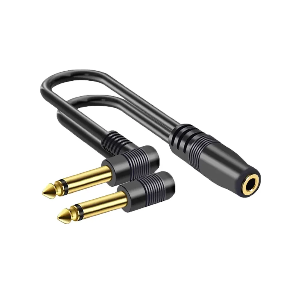 3.5 มม.ถึง 6.5 มม.ชายอะแดปเตอร์ข้อศอกขนาดใหญ่ 6.35 มม.2 เสาซ้ายและขวาช่องเสียงสายเชื่อมต่อสําหรับลําโพง A