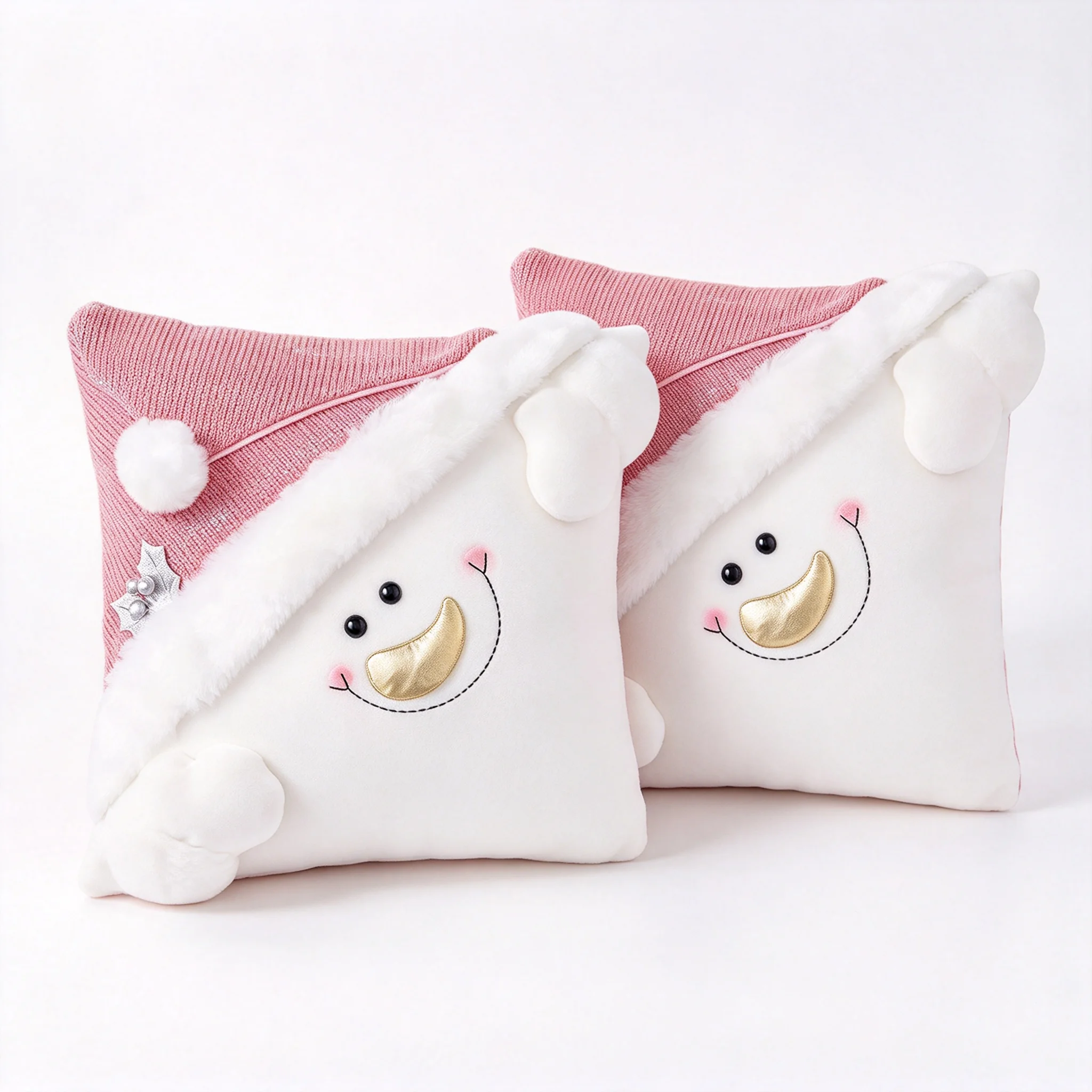 2PCS 40X40Cm Warm Furry Festive Table Dress, Lovely Santa Detail, For Holiday Event, Bedroom, Party Venue, Seasonal Decoration