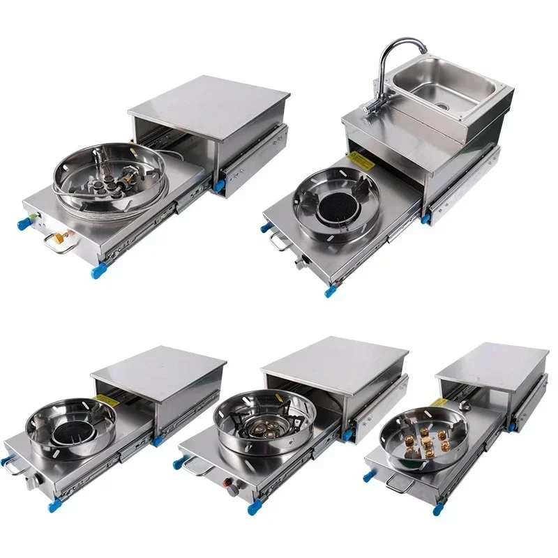Excellent Best Seller First Hot Sales RV Stainless Steel Sink With Gas Stove Slide Out Kitchen For Camper Trailer Caravan Motorh