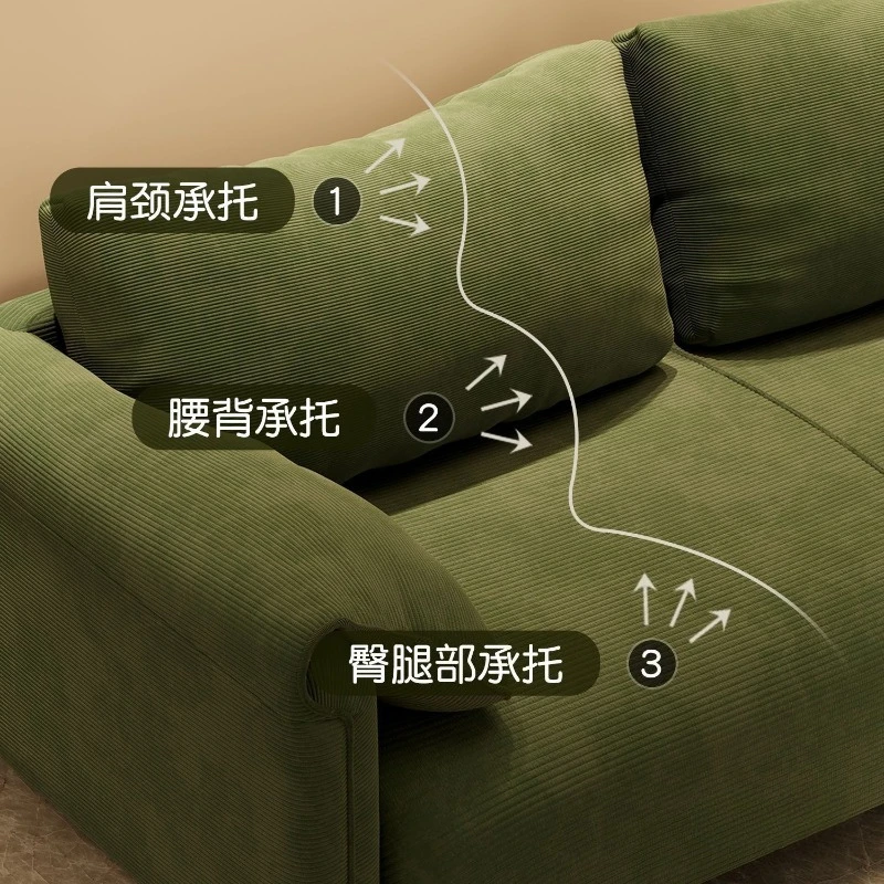 Sofa im nordischen Stil, kleine Wohnung, Wohnzimmer, gerade Reihe, französisches Retro-Doppel-Dreifach-Internet-Promi, leichte Luxusmöbel