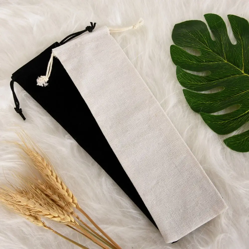 Portable Cotton Linen Drawstring Pocket Dustproof Drawstring Pouch Straw Storage Bag Home
