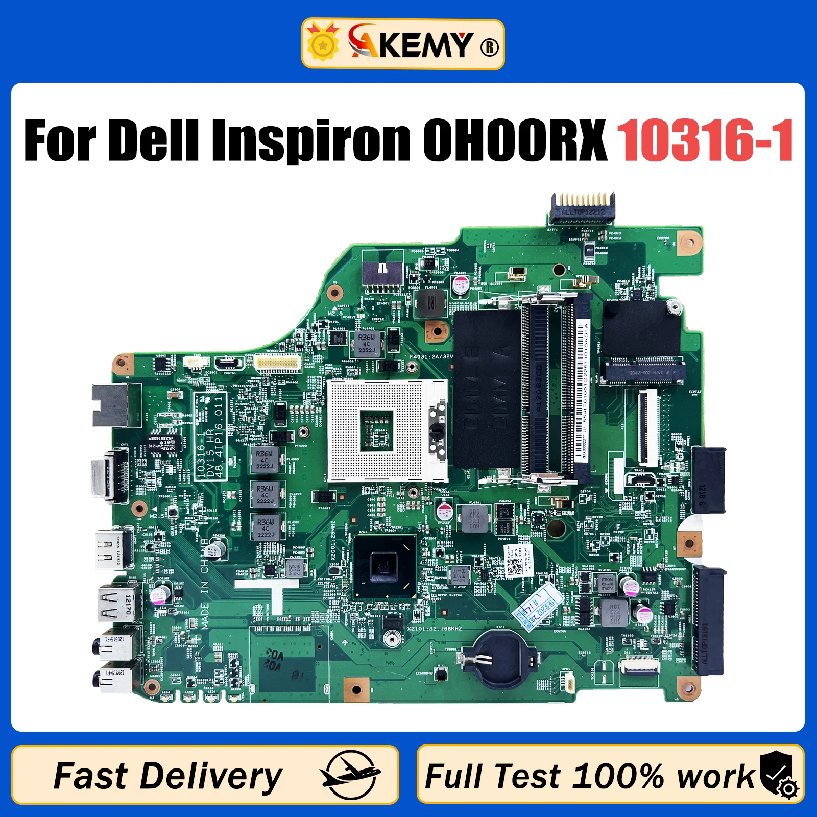 

AKEMY 0H00RX For DELL Inspiron N5050 Mainboard CN-0H00RX 10316-1 HM67 Laptop Motherboard 100% tested OK