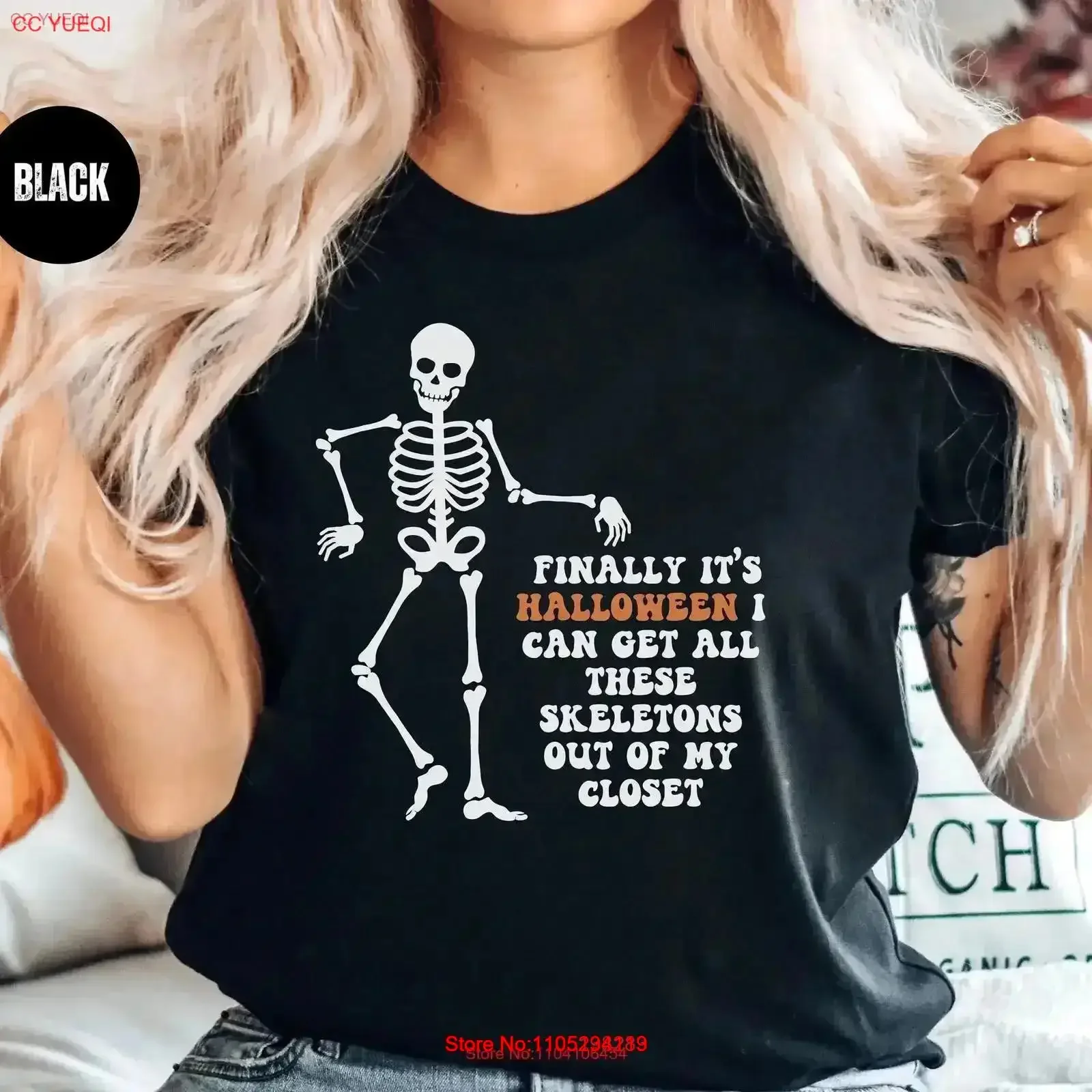 12 ft skelly clothes Finally Halloween Skeleton T Shirt Funny Clothing Club vintage Washed Stylish Versatile Casual Stretched