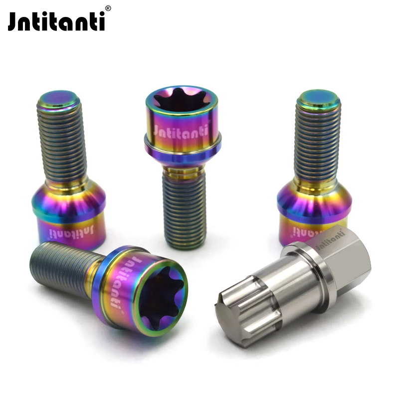 Jntitanti never rust racing ball seat Gr.5 titanium hub bolt Torx head wheel bolt M14*1.5*28-45mm for VW AUDI racing