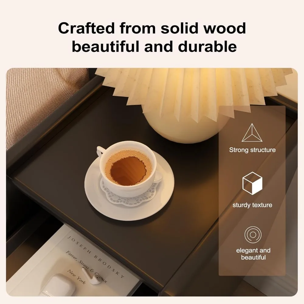 منضدة خشب الجوز المدمجة مع أدراج، طاولة جانبية رفيعة من الخشب الصلب لغرف النوم