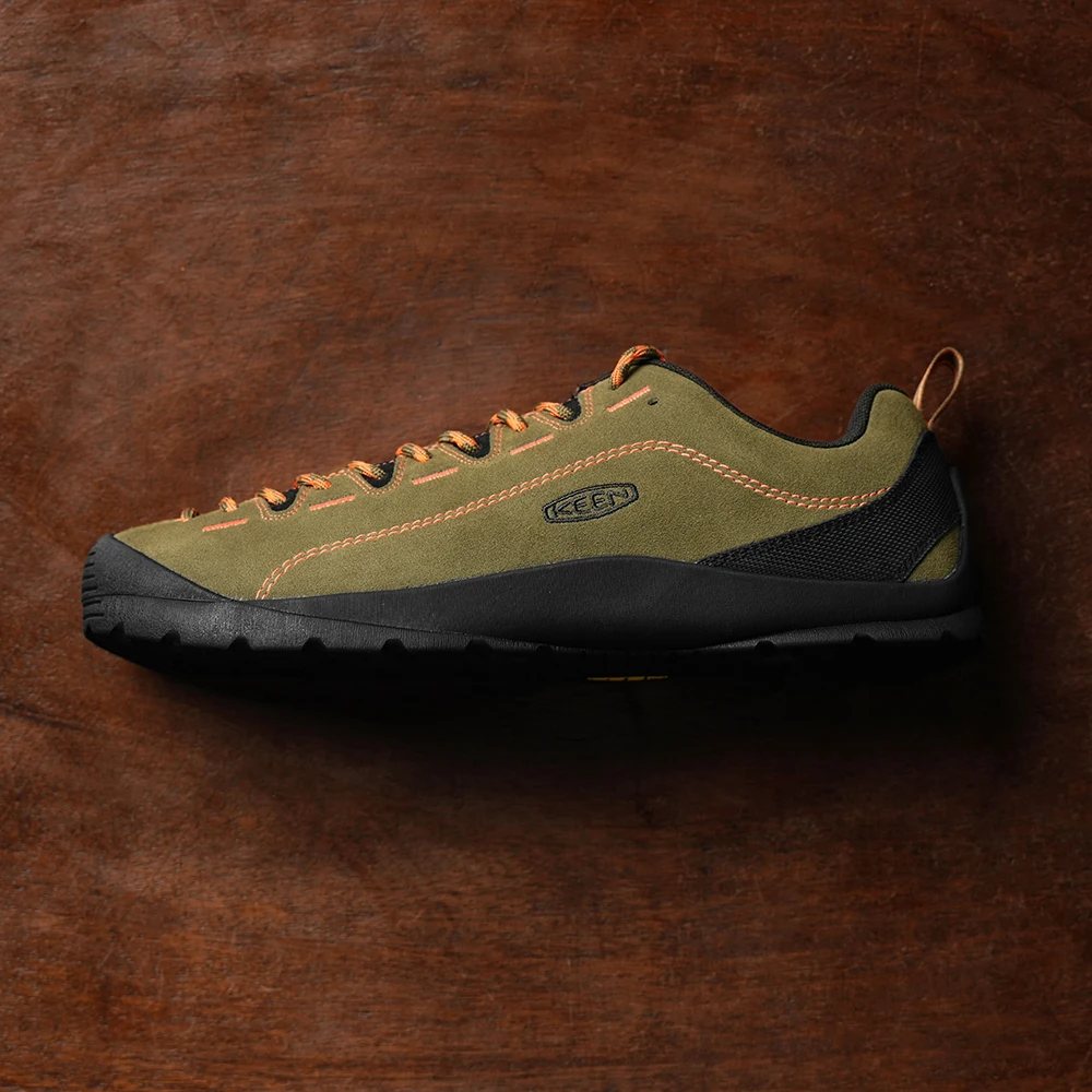 Autorizado en stock Keen Deep Olive Red Gamuza Zapatos de senderismo Jasper Antideslizante Moda Montaña al aire libre