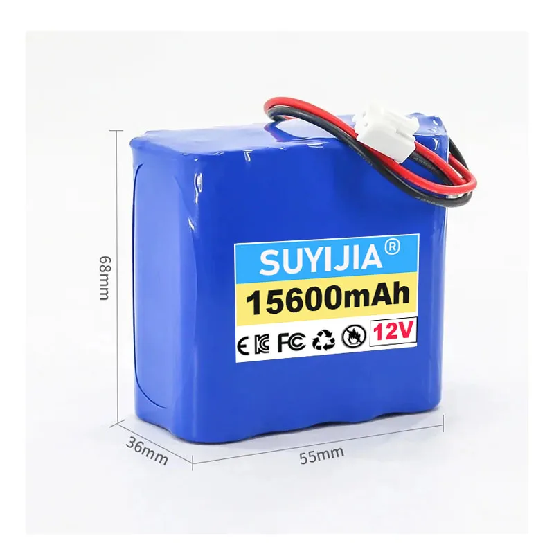 18650 Lithium Battery Pack 12V 15600mAh for Elevator Intercom Video Doorbell Emergency Light Emergency D50B GPS Bait Boat