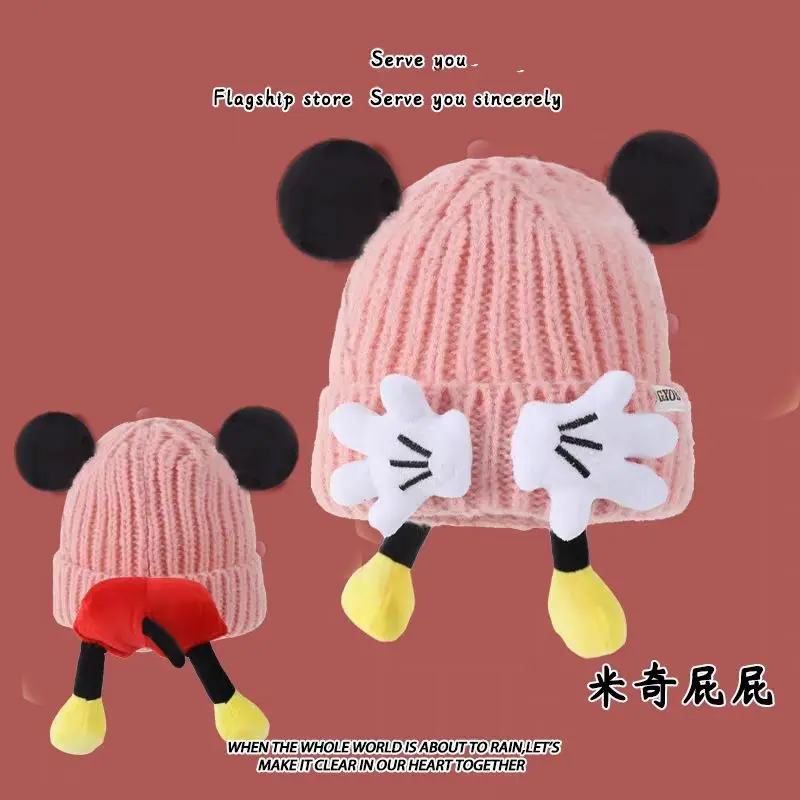 

Товары из мультфильма Диснея с Микки Маусом, милая студенческая плюшевая шапка, креативная кавайная унисекс, осенне-зимняя теплая вязаная шапка, подарок