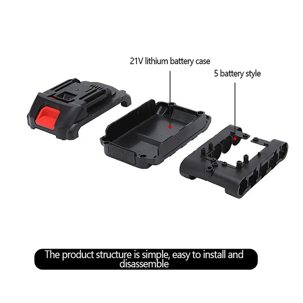 Battery Storage Box 21V Battery Case Battery Enclosure Shell Tool Battery Replacement For 5-series Li-ion For 5 Series Batteries