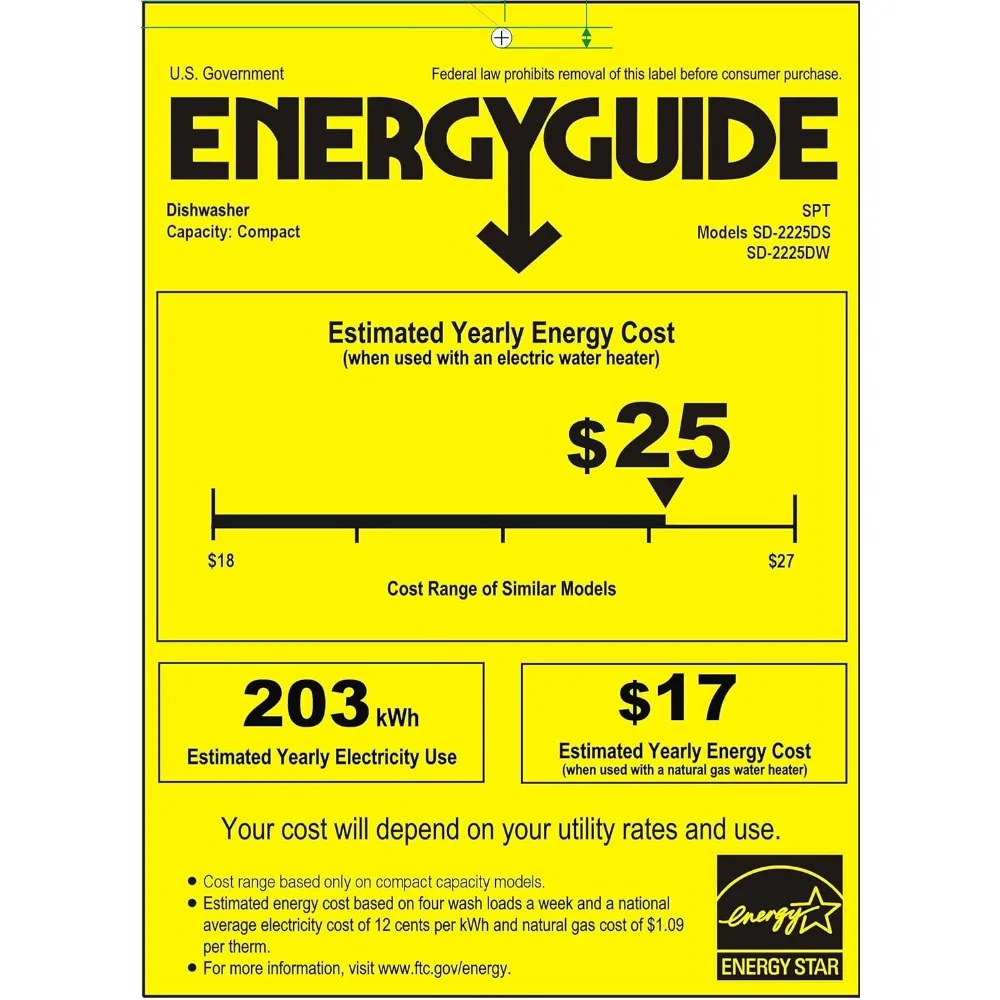 SD-2225DWA Lavavajillas de encimera Energy Star con inicio de retardo y LED - Blanco