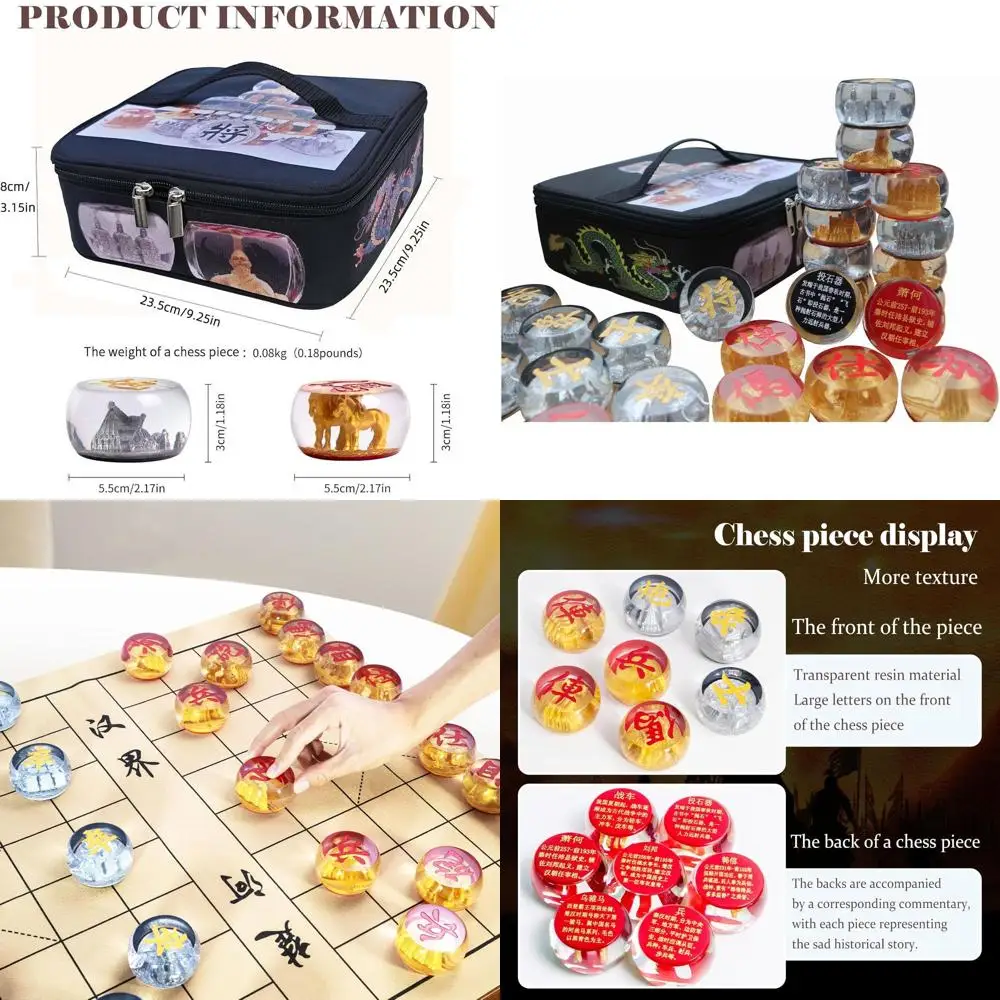 

Elegant Large Crystal Chinese Chess Set - 2.17 Pieces, Folding Board, Ideal Gift for Adults
