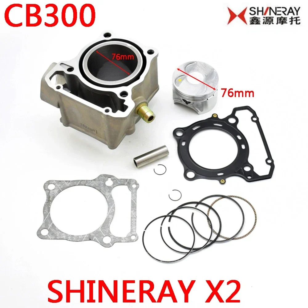 

SHINERAY X2 X2X Engine upgrade 300cc Cylinder Block 76mm Ring Gasket Pin 17mm Modified Water Cooled 4 valve Spare Parts