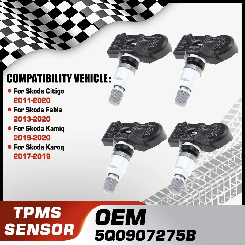 

5Q0907275B For Skoda Citigo Skoda Fabia Skoda Kamiq Skoda Karoq 1/4PCS TPMS Tire Pressure Monitor Sensor 5Q0907275 5Q0998270B