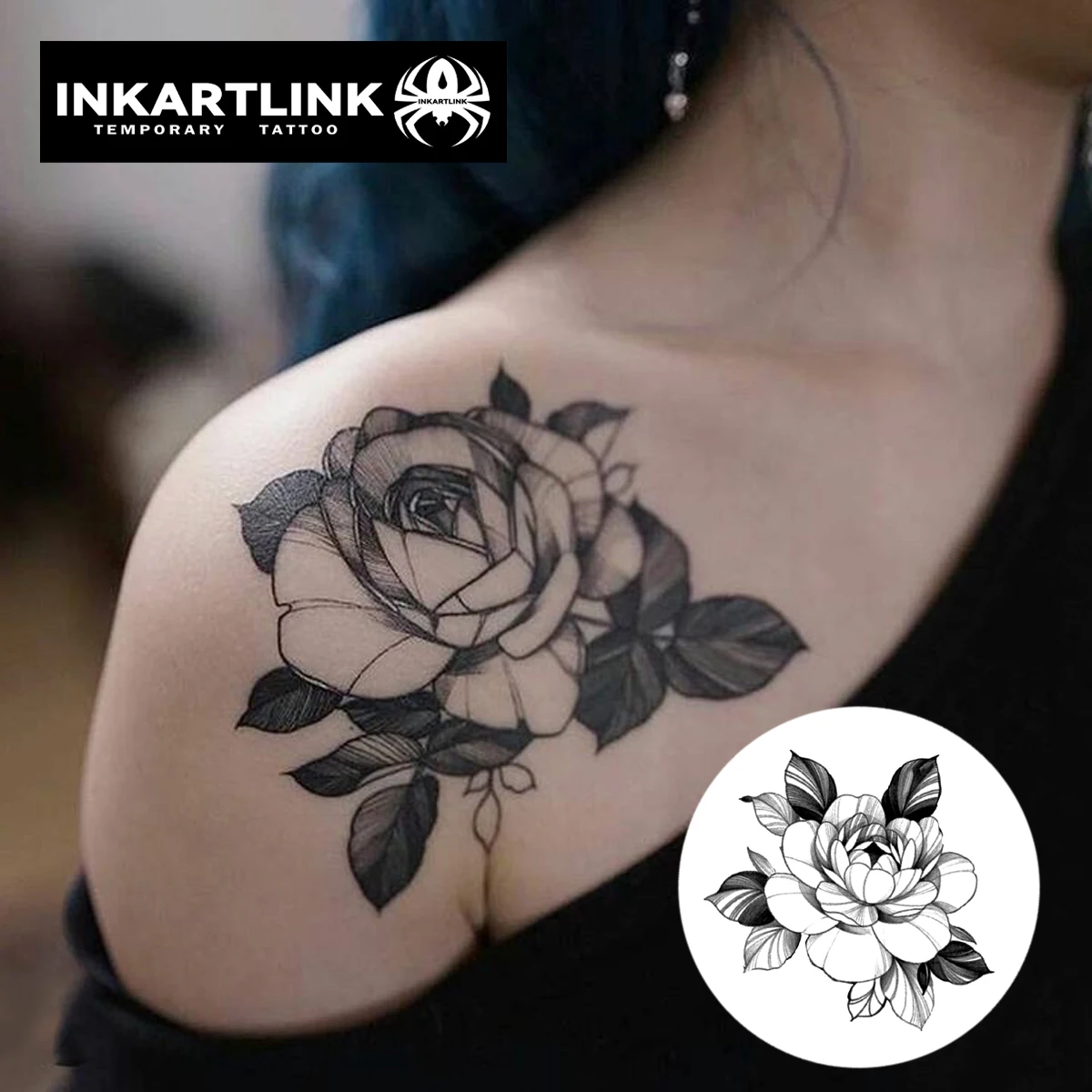 Flower Temporary Tattoo,Lasts To 15 Days New Technology Magic Waterproof Semi Permanent Sticker.