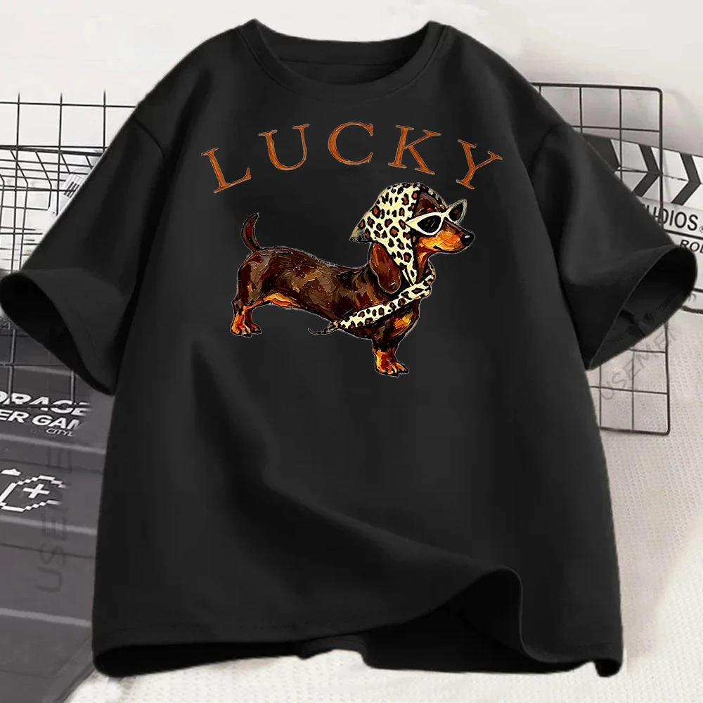 Modisches Hunde-Grafik-T-Shirt für Damen mit Sonnenbrillen-Welpen-Print, Lässiges Sommer-Harajuku-Oberteil, Niedliches Y2k-T-Shirt – Detail 4