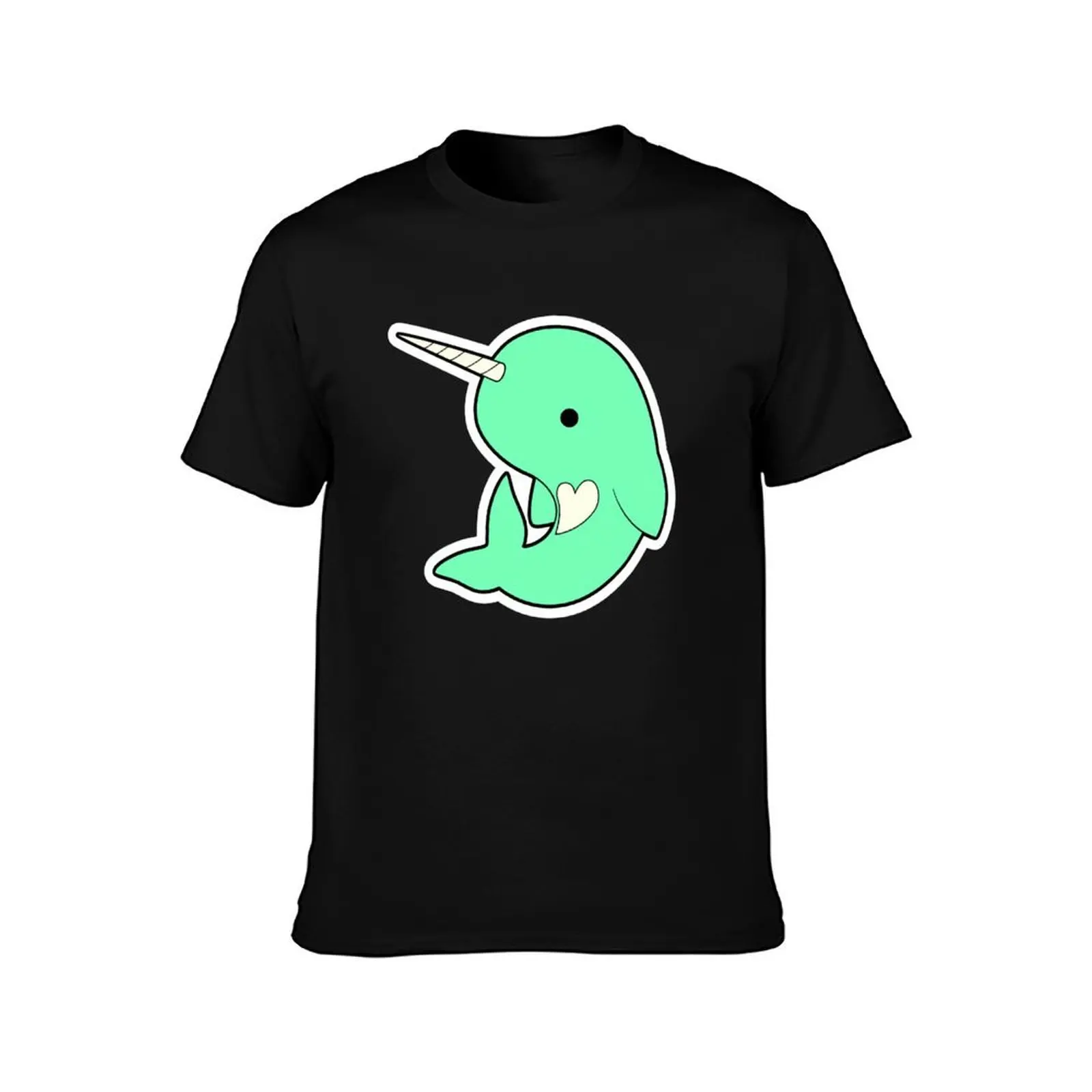 Cute Teal Narwhal T-Shirt Large Size Short Sleeve T-Shirt