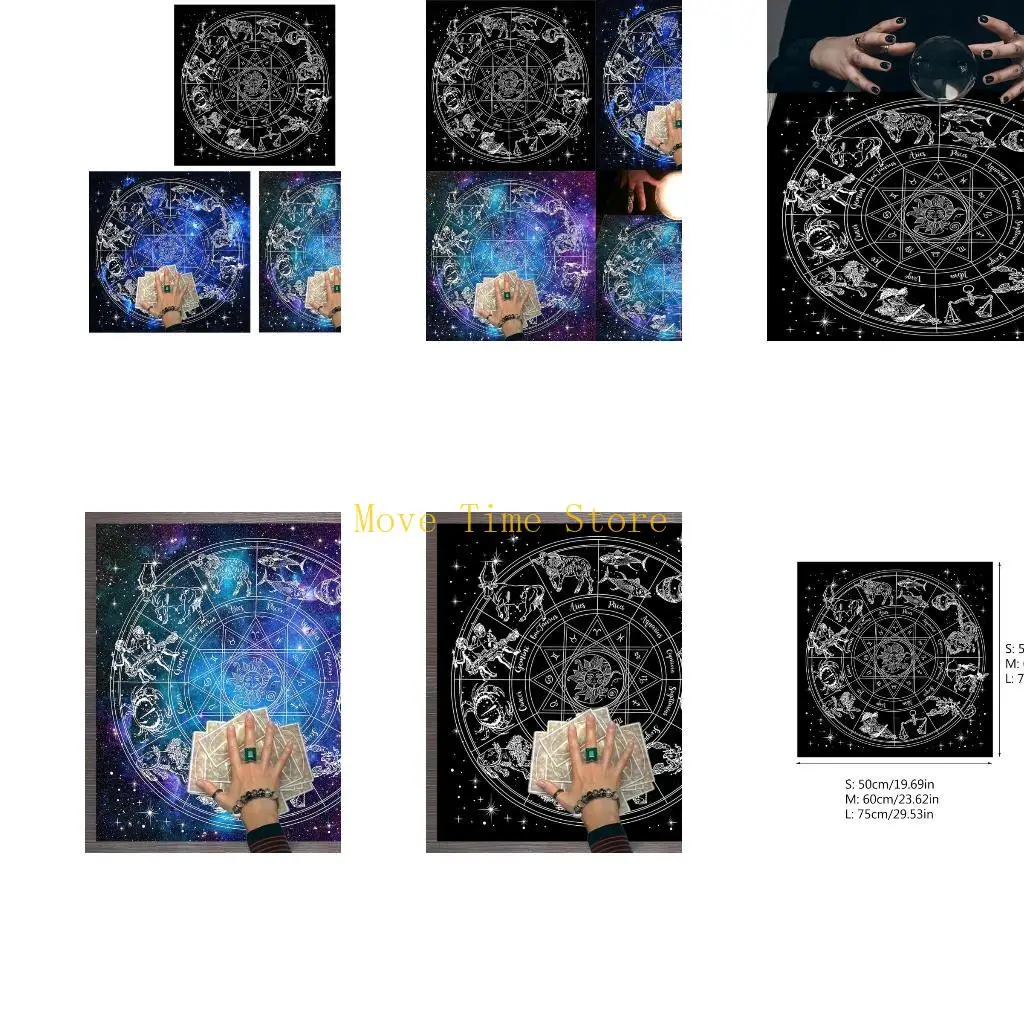 92ME 23x23In Board Game Card Table Covers Magician Daily Pad Tarot Tablecloth Divination Altar Tarot Patch Table Cloth