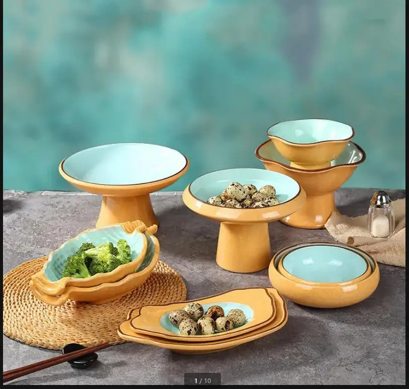 Melamine Tableware Set Refreshment Tray Fruit Plate Salad Bowl Dinner Plates Snack Dessert Sushi Dish Sauce Cup