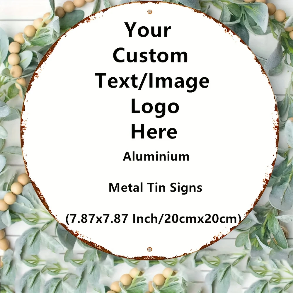 Custom Round Vintage Metal Tin Sign Personalized Custom Name Text Iron Plaque Retro Wall Decor Gift for Bar Home Garage