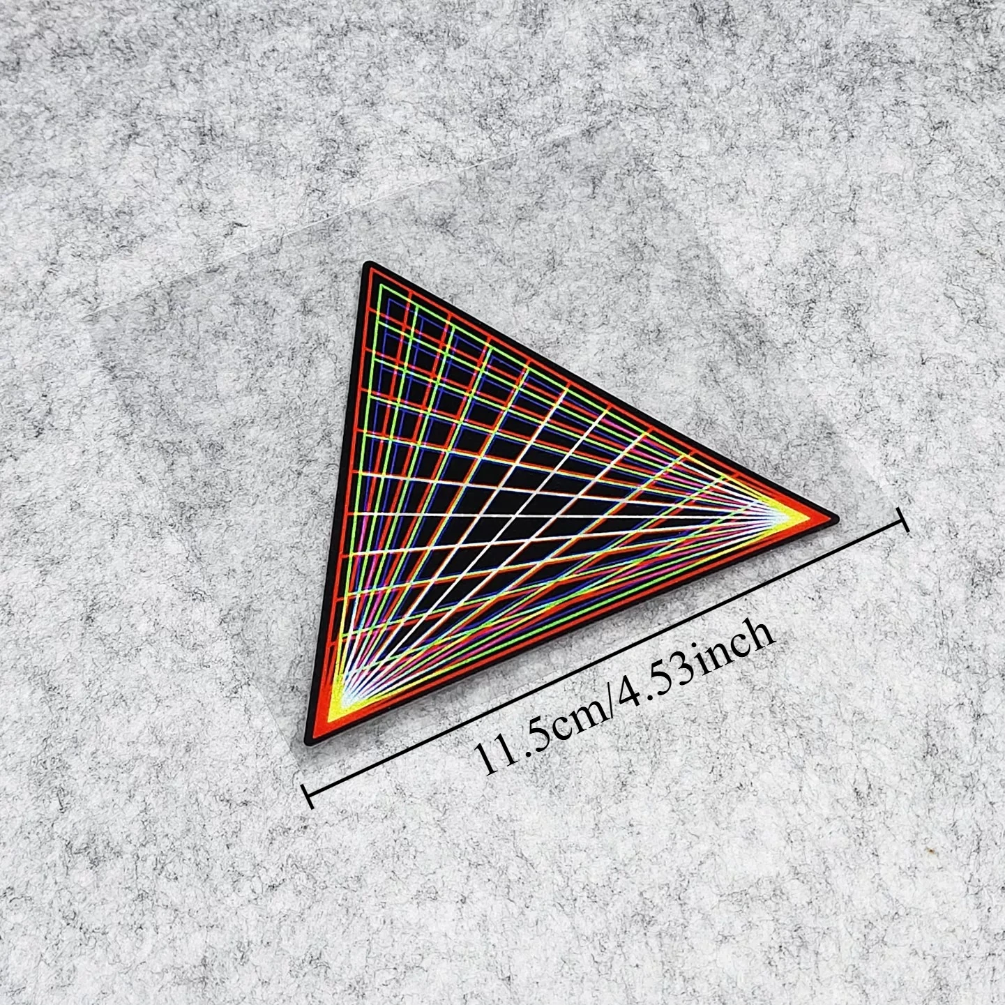 Psychedelic Optical Illusion Triangle Vinyl Sticker, 2D Flat Waterproof Decal with Neon Grid Swirl for Car Laptop Skateboard