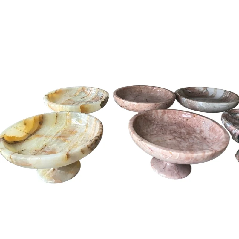 Natural stone marble agate plates, cups, candlesticks, statues, tissue boxes. For hotel and home decoration.