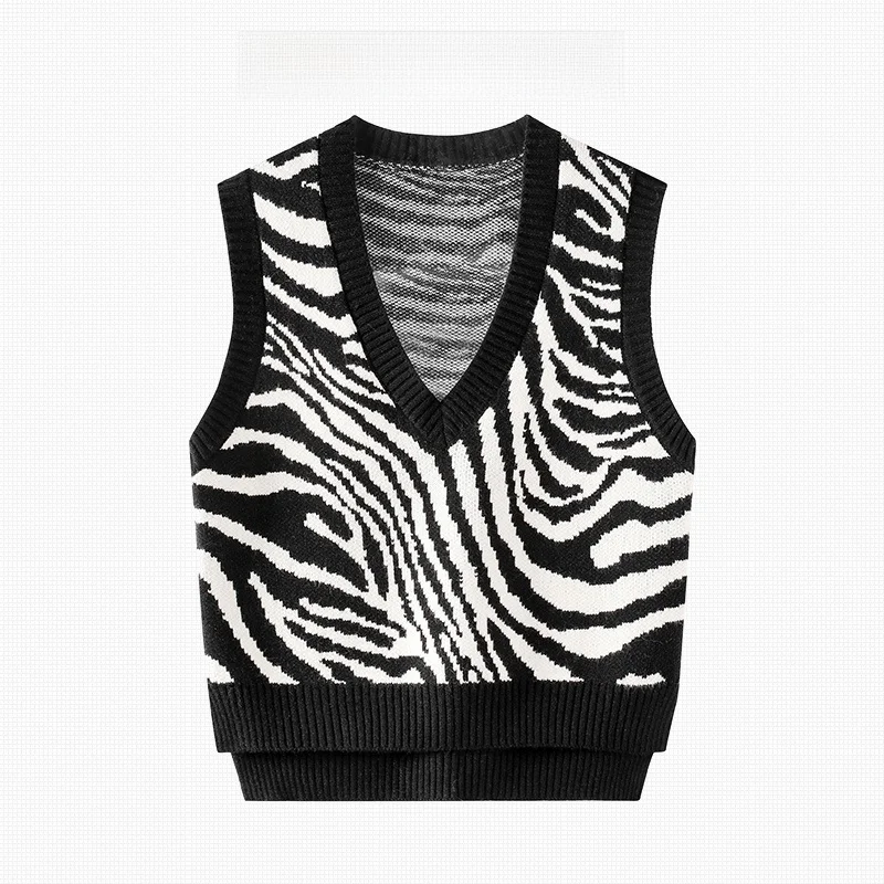 

Женский вязаный жилет с V-образным вырезом без бирки, верхняя одежда, стандартная длина, в полоску, модный осенний топ