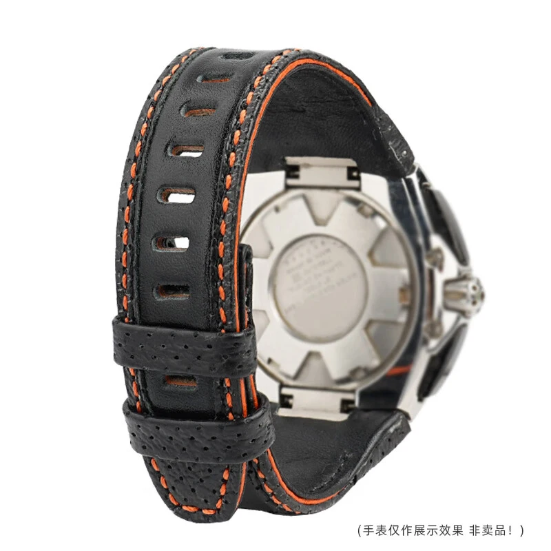 Seiko Sportura SNAD23/SNAE07용 가죽 시계 스트랩, 노치 처리된 송아지 가죽 밴드, 남성용 교체용 시계 액세서리