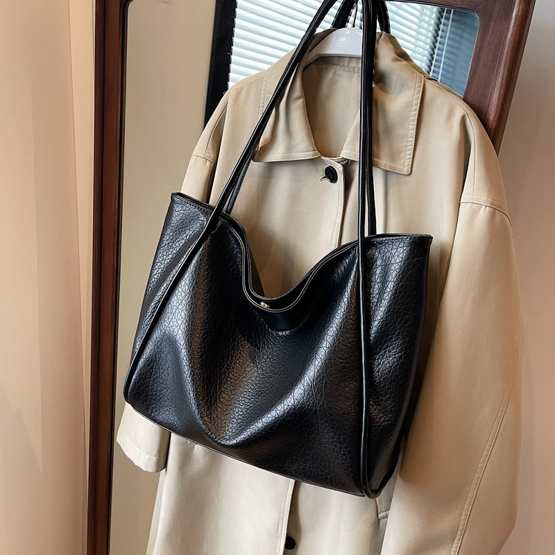 Weiche Leder frauen Tasche Hohe Kapazität Schulter Frauen Tasche Einfache Einfarbig Handtasche Geldbörse Weibliche Top-Griff Tasche Büro handtasche – Detail 3