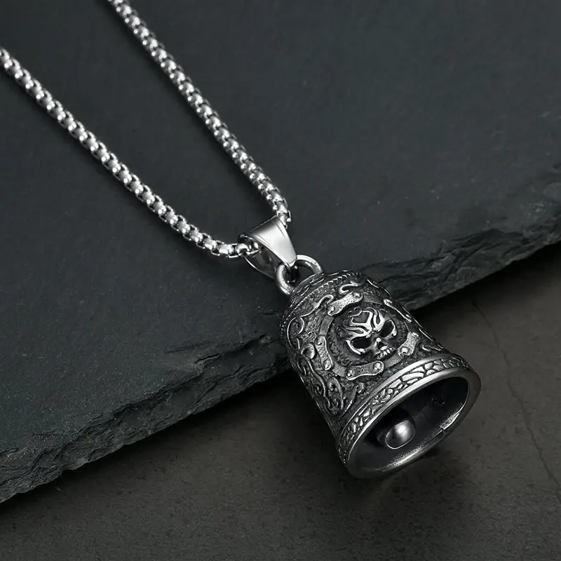Polished Stainless Steel Skull Head Bell for Motorcycle Riding Exorcism Casting