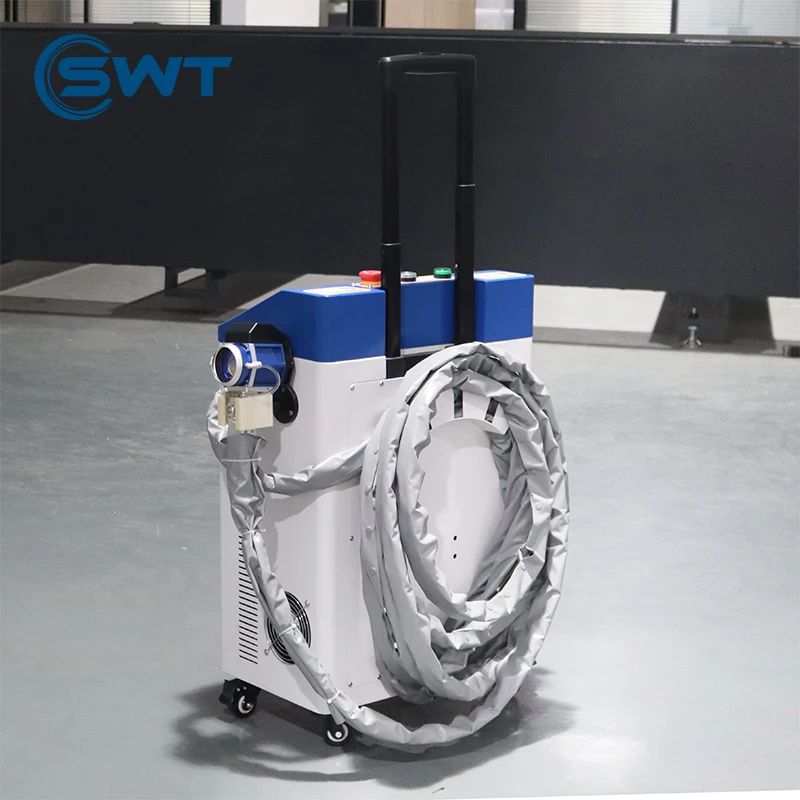 Máquina de limpieza de fibra láser SWT Efficidency para eliminación de aceite/pintura/óxido/óxido máquina de eliminación de romo láser de Metal de 200w para madera