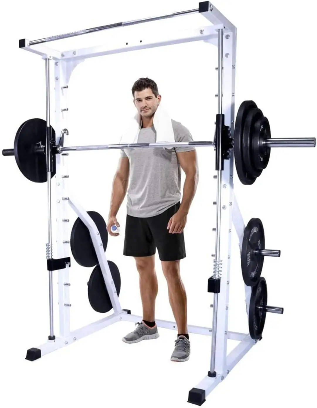 DF4900 Smith Machine with Linear Bearings, Weight Plate Storage and Pull-Up Bar, Squat Rack