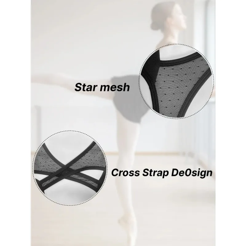 Girl's Ballet leotard Toddler Star Mesh Neckline Dance Gymnastic Outfits  with Fully Lined Front for dance practice