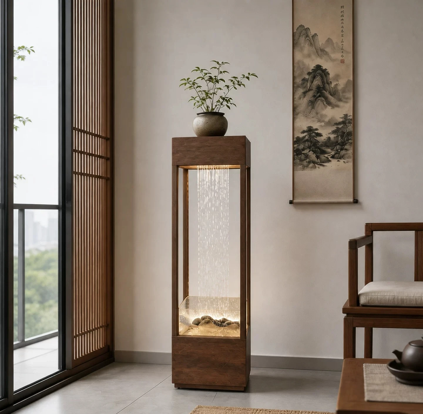 For Floor-Standing Water Fountain, Circulation Waterfall Decor for Home & Entryway