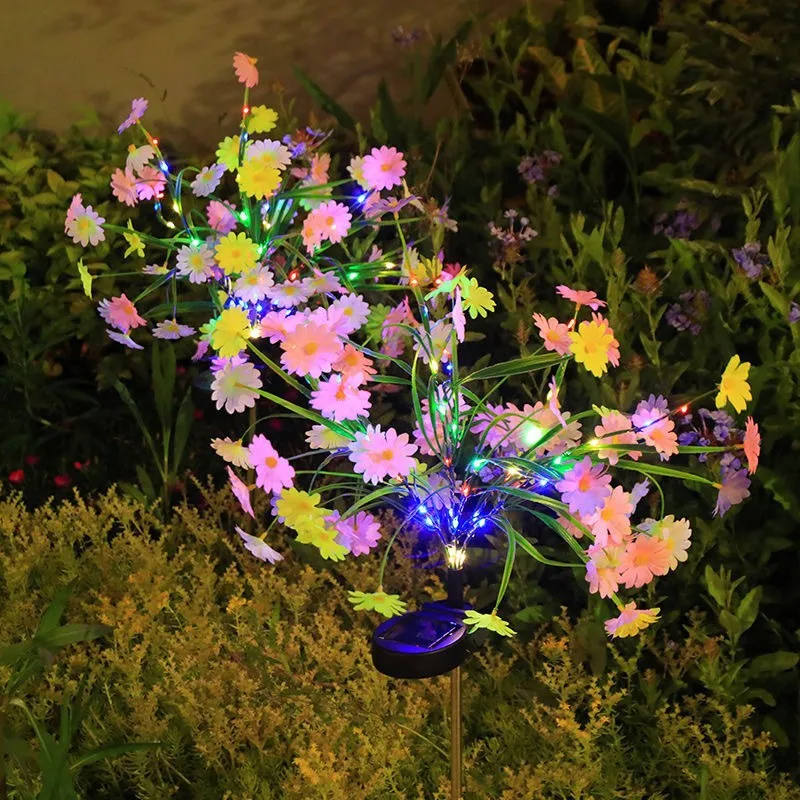 

2026 светодиодные фонари с хризантемой на солнечной энергии, лампа для декора сада, водонепроницаемая уличная лампа с цветочным рисунком, освещение газона 1041