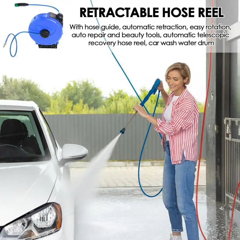 

Hose Reel Retractable Any Length Lock Hose Reel Heavy Duty Water Hose Reel For Outdoor Use Garden Hose Holder Anti-Freeze And Uv