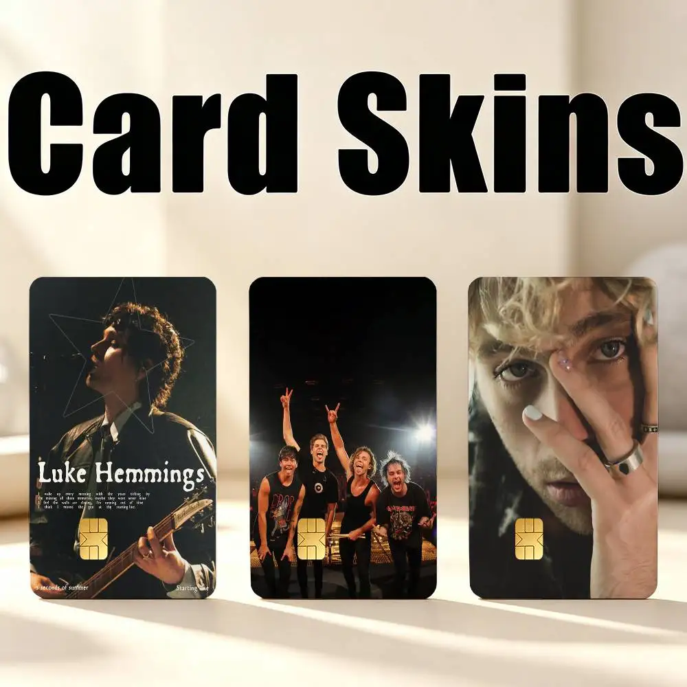 L-Luke H-Hemmings 5SOS  1Set 4Pcs Card Skin Stickers, Waterproof Decorative Film for Credit Debit Bank Bus IC Cards