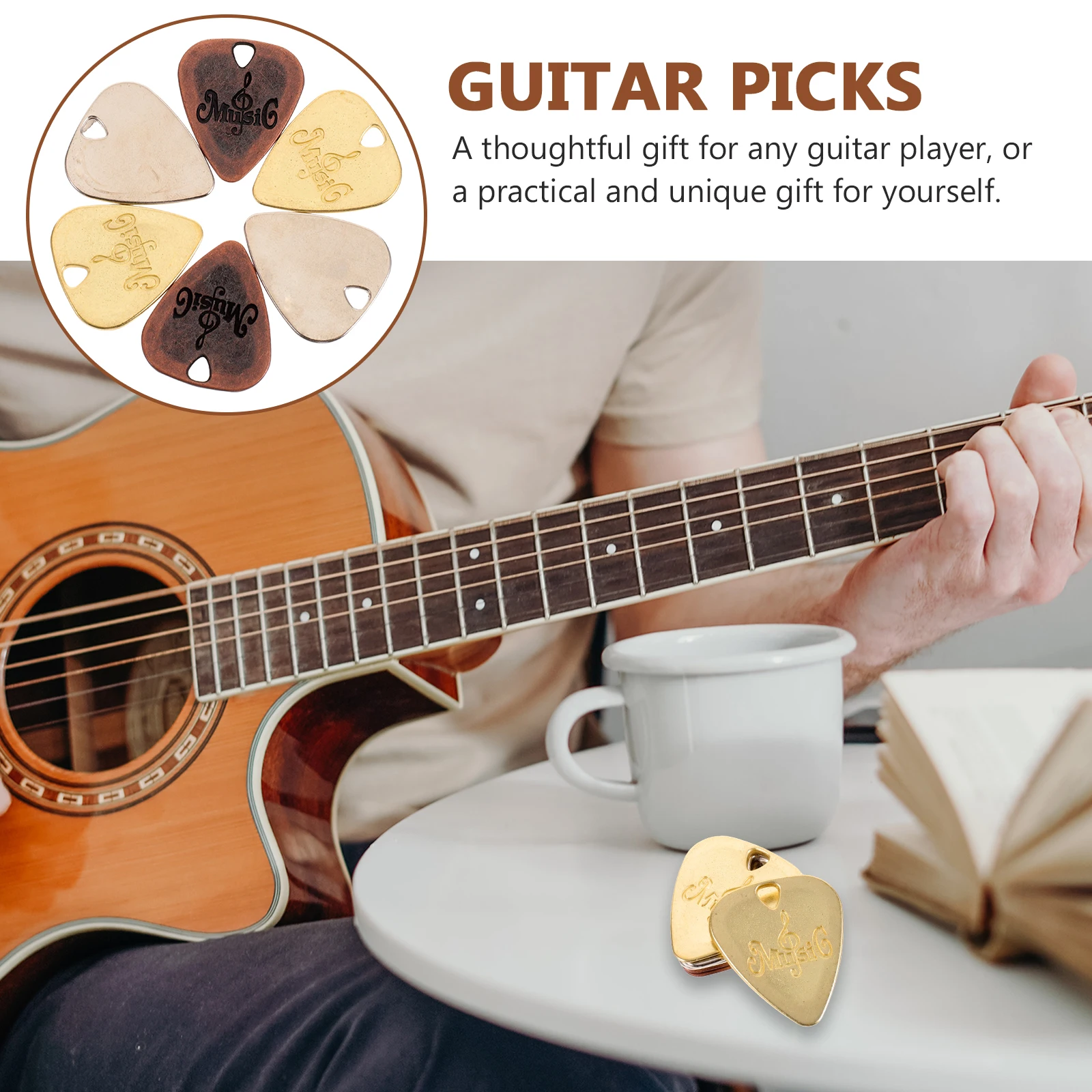 

6 Pcs Metal Pick Guitar Plectrums Replace Picks Acoustic Zinc Alloy Bulk Bass Practice Thick