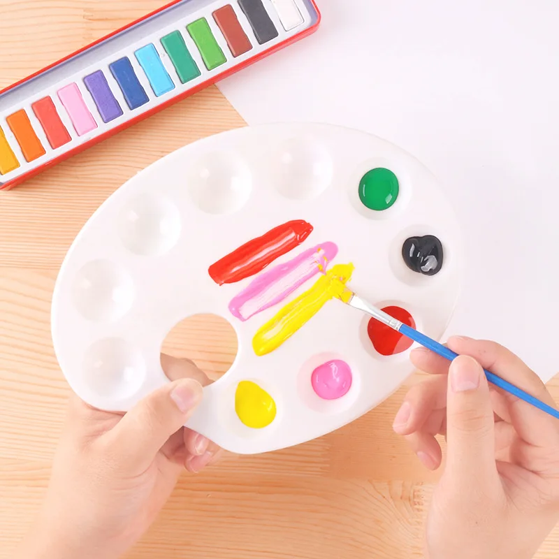 Thumb Hole Palette Oval Watercolor Gouache Acrylic Paint Finger Print Palette Painting Supplies Color Mixing Paint Pigment Tray