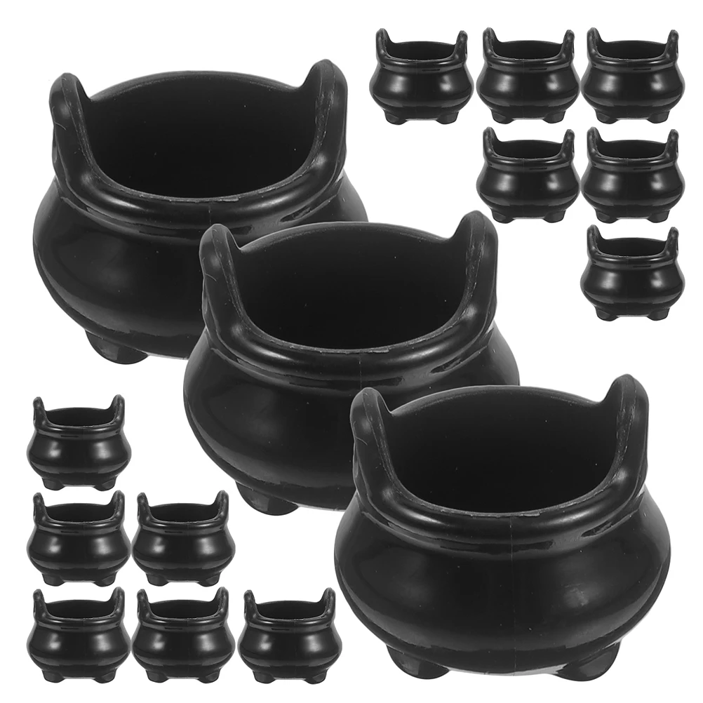 

48pcs Miniature Cauldron Set Halloween Micro Landscape Decor Dollhouse Accessories Unique Witch Kettles For Party Favors