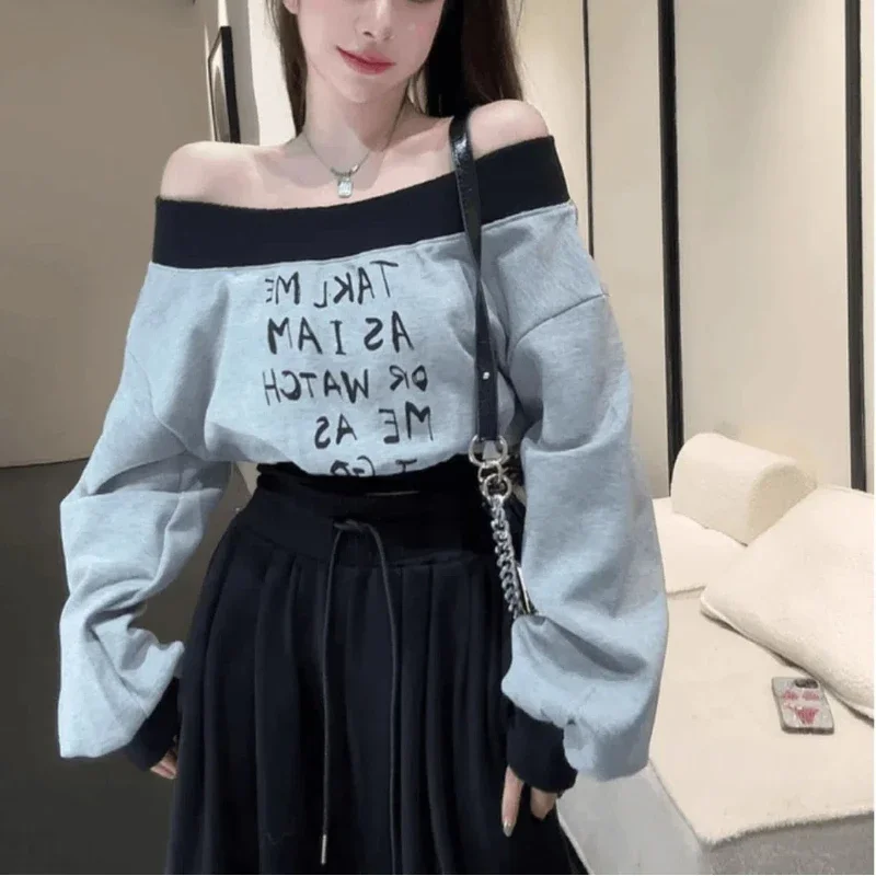 

Y2k контрастные лоскутные короткие толстовки с капюшоном, весенне-осенние новые свободные модные топы с длинными рукавами, трендовая повседневная женская одежда