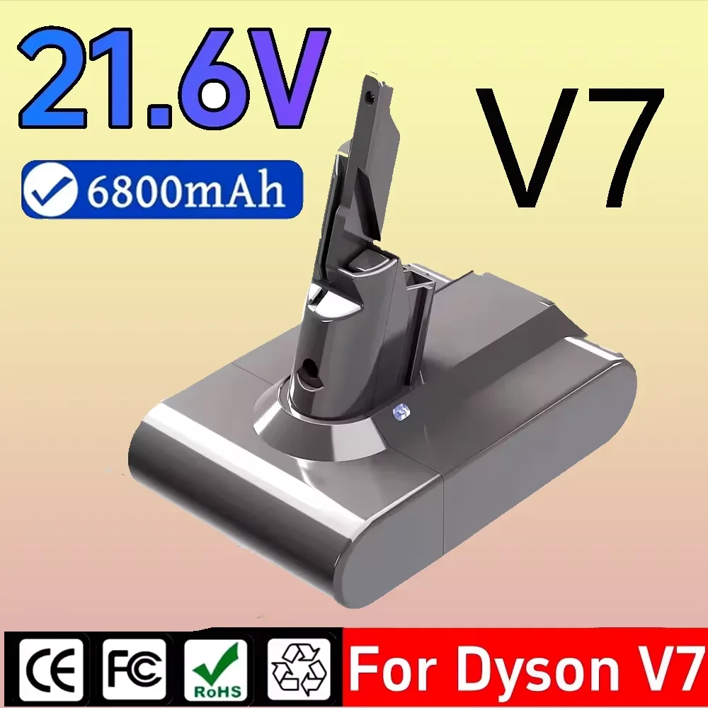 

For Dyson V7 Battery Replacement for Motorhead Pro Trigger V7 Animal Car+Boat Fluffy SV11 Battery 6800mAh 21.6V Lithium