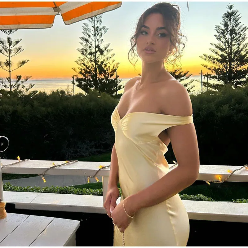 Robes élégantes pour femmes, nouvelle collection été 2021, Sexy, en Satin, sans manches, col en V, à la mode, Slim Fit, dos nu, robes de soirée