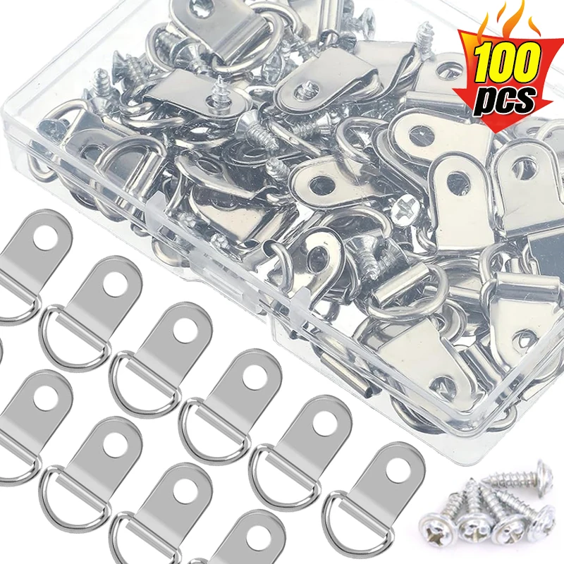 

Оптовая продажа, металлическое D-кольцо, вешалка для фотографий, рамка из нержавеющей стали, подвесные вешалки с одним отверстием и винтами, крючок-органайзер для фоторамки