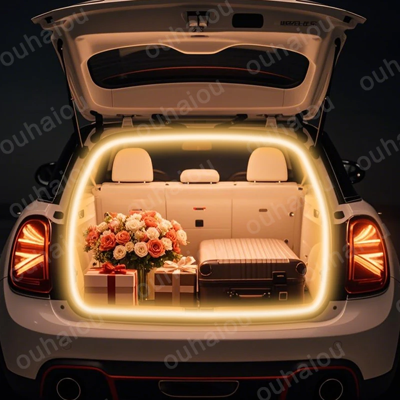 ل 2021-2025 BMW MINI JCW مصباح لجذع تعديل ضوء أضواء الغلاف الجوي الأبيض الدافئ الأبيض الخلفي الجذع مصباح ليد بار