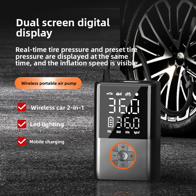 

Car Wireless Inflator Pump Car Portable Inflator Pump Electric Car Tire High Pressure Pump Inflatable Treasure